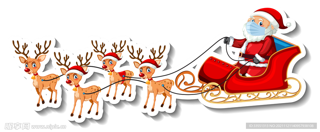 圣诞老人 雪橇 麋鹿