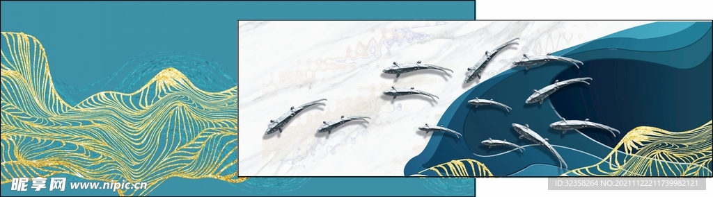 九鱼图金鱼鲤鱼年年有鱼装饰画