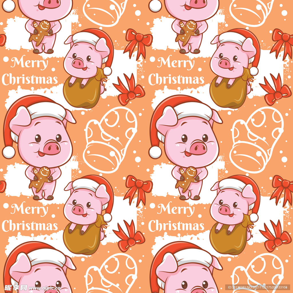 卡通猪 圣诞包装背景