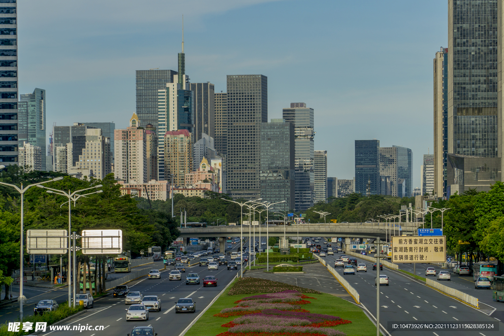 深圳深南大道道理街景摄影图