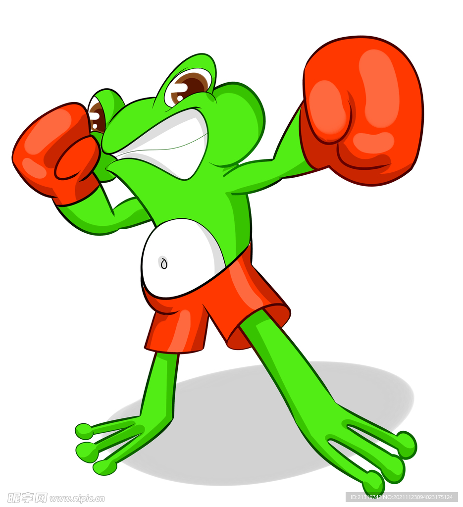 绿青蛙打拳表情包图片