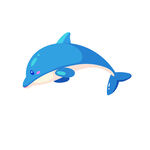 手绘矢量图可爱卡通小海豚