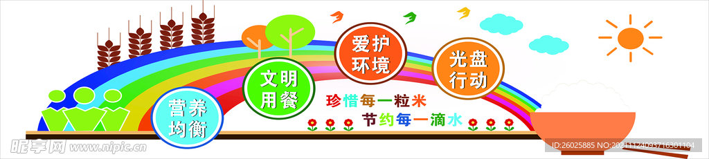 小学食堂珍惜粮食文化宣传