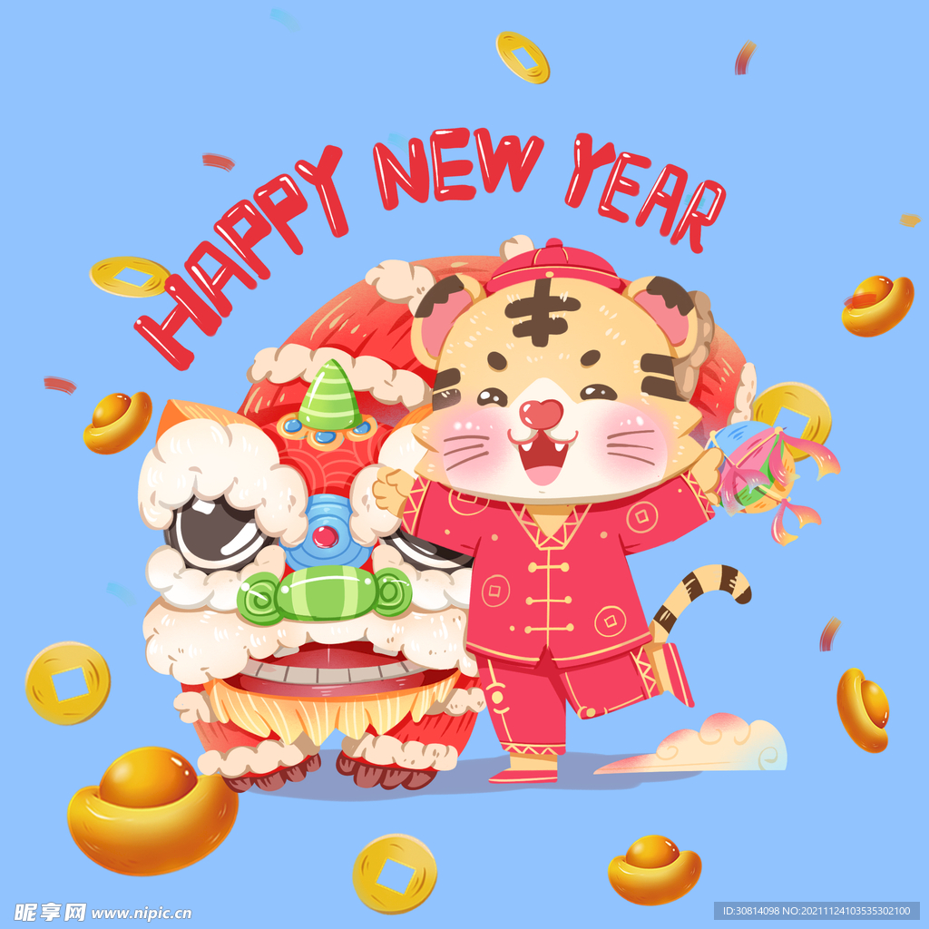 卡通舞狮虎