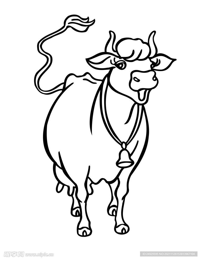 牛插画手绘线稿图片