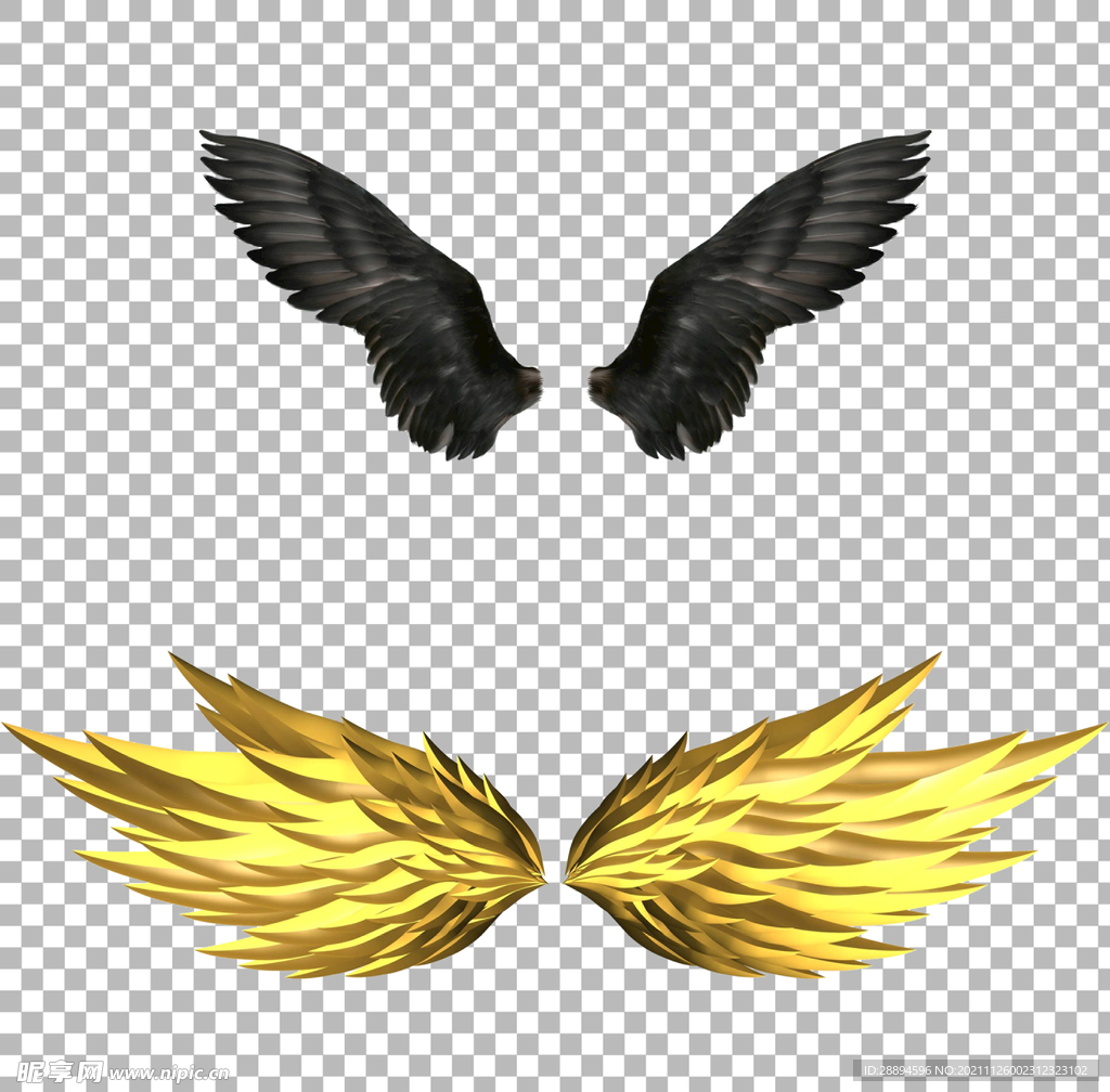 天使金色翅膀黑色