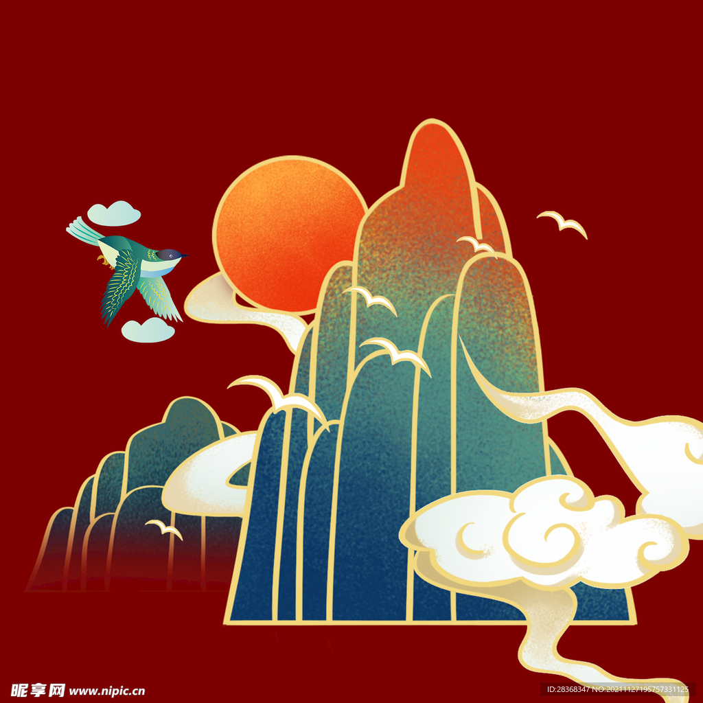 国潮海报元素 