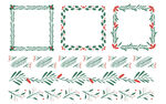 手绘平面圣诞框架和边框集合矢量