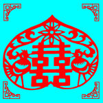 桃形双喜剪纸