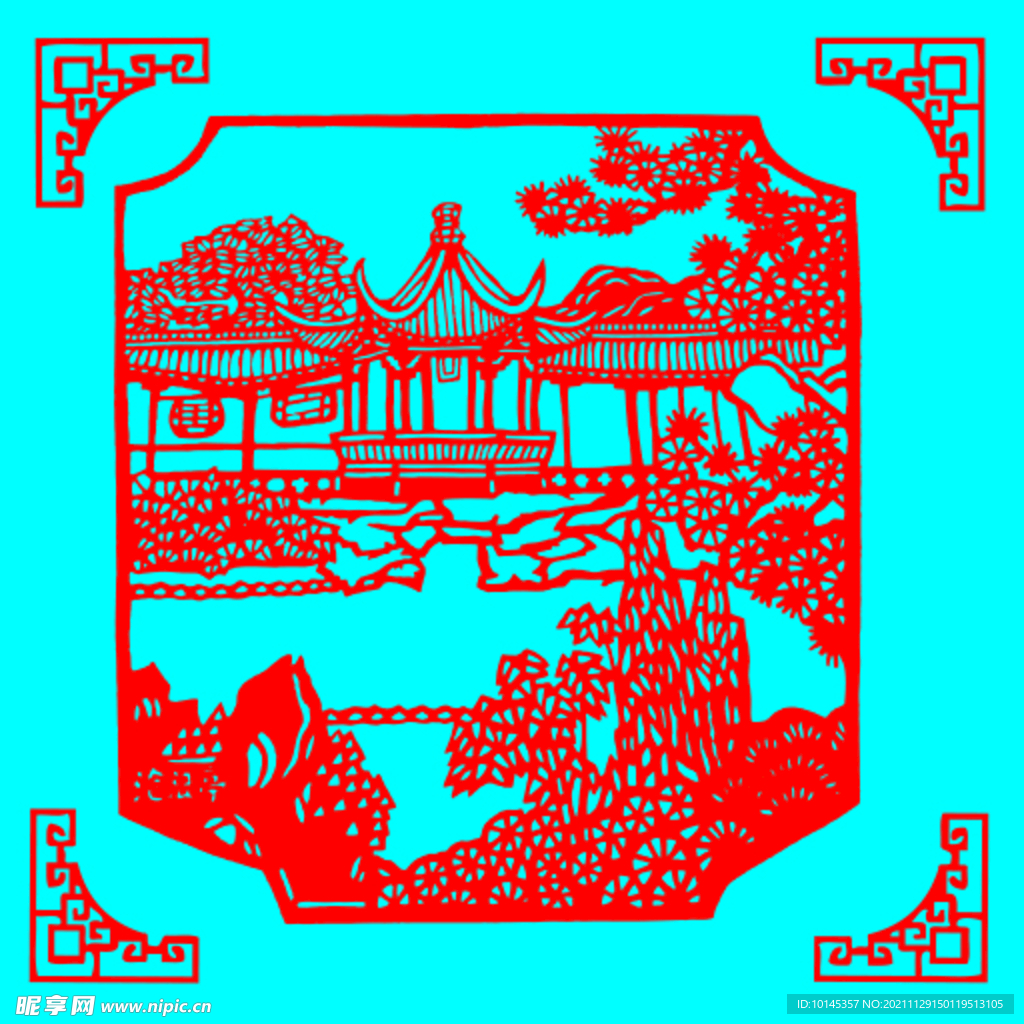 亭子剪纸