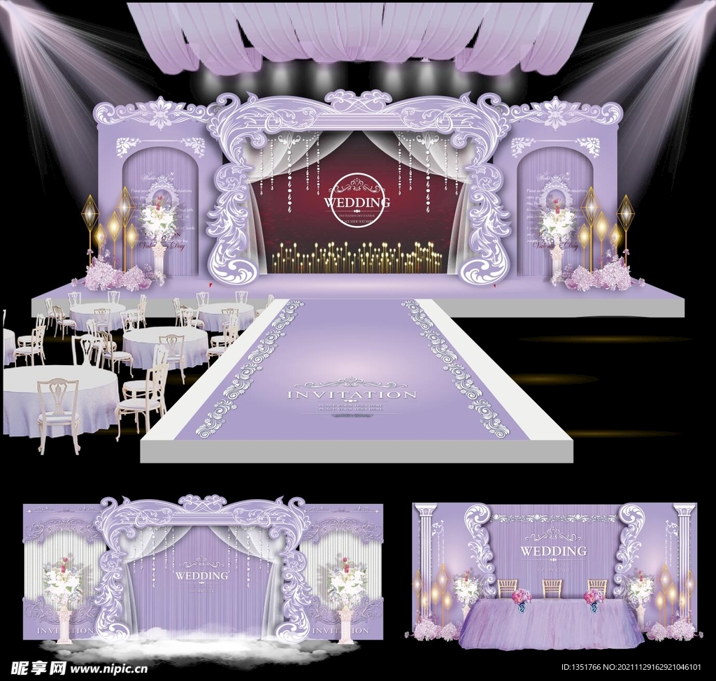 欧式复古紫色婚礼设计图__PSD分层素材_PSD分层素材_设计图库_昵图网nipic.com
