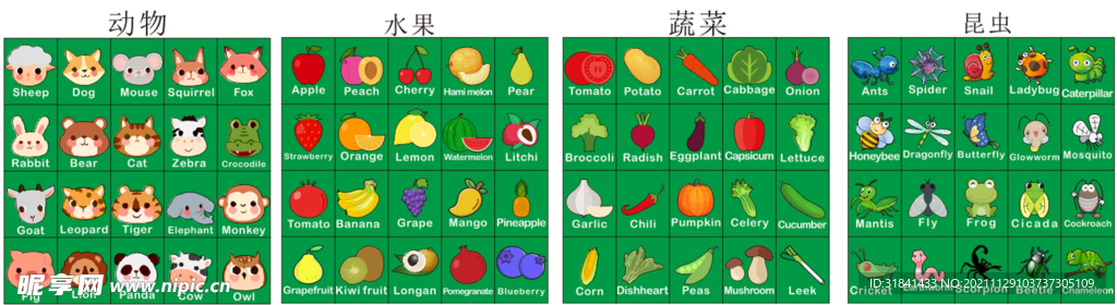 动物 水果 蔬菜 昆虫素材