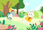 童话故事龟兔赛跑儿童插画绘本