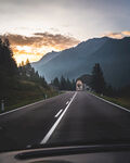 山路道路风景晚霞