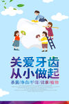 蓝色简约时尚关爱牙齿展板