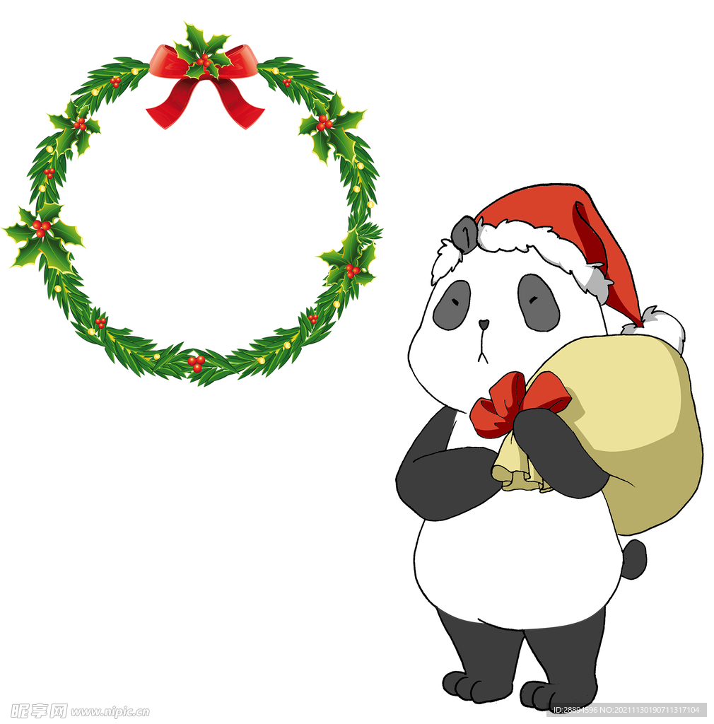 圣诞系列圣诞节送礼物的熊猫