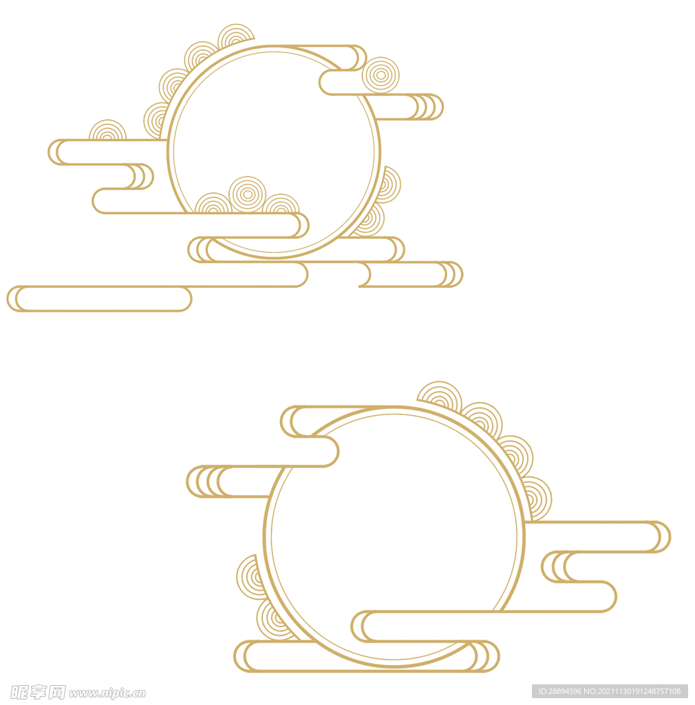 中国风金色线条祥云