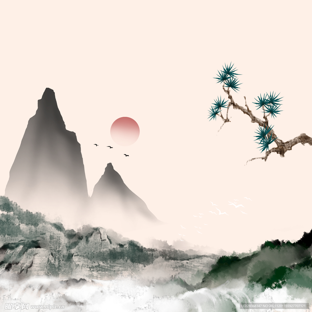 中国风水墨山水素材