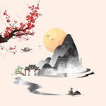 中国风水墨山水素材