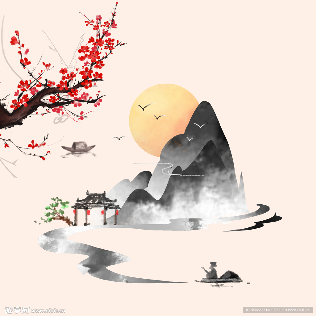 中国风水墨山水素材