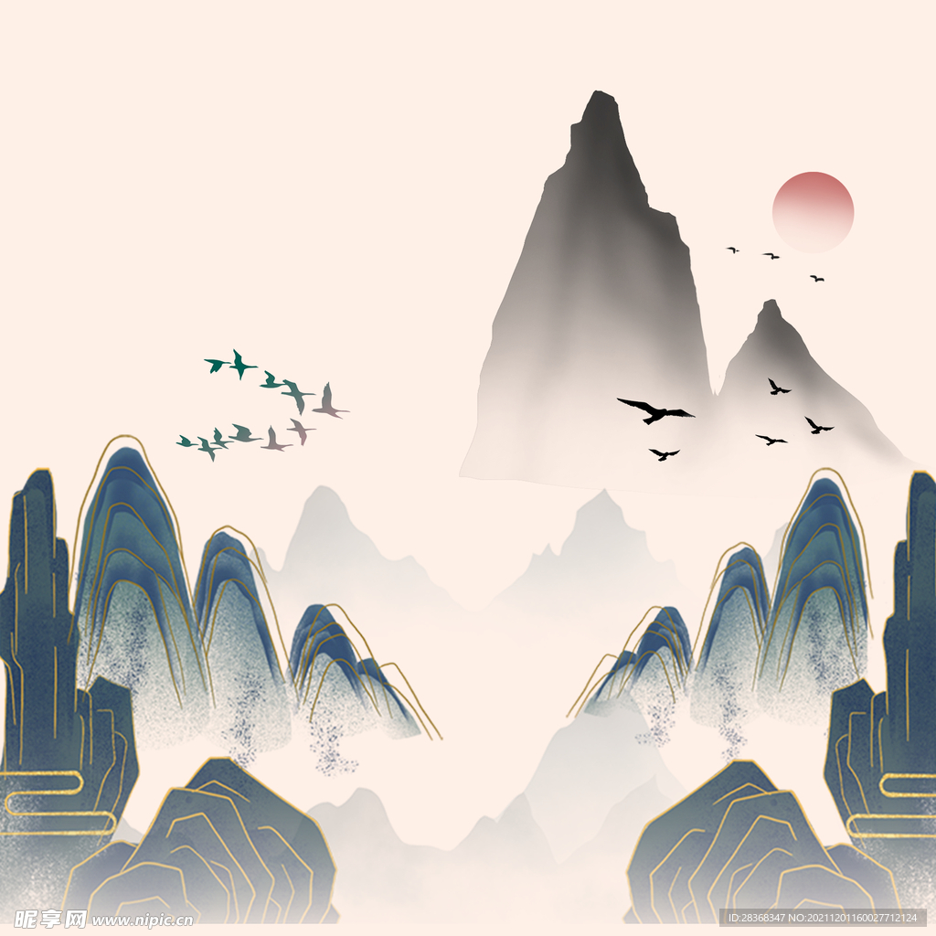 中国风水墨山水素材