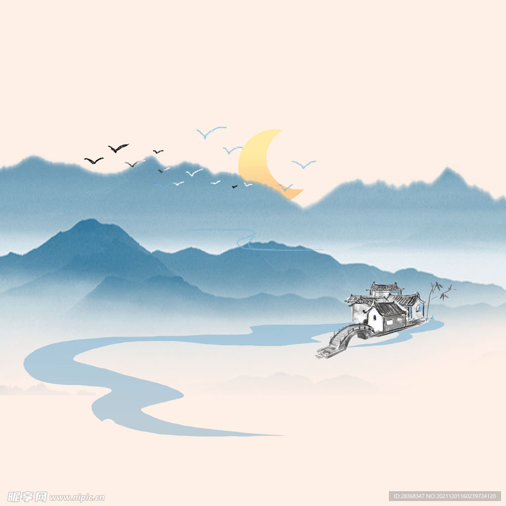 中国风水墨山水素材