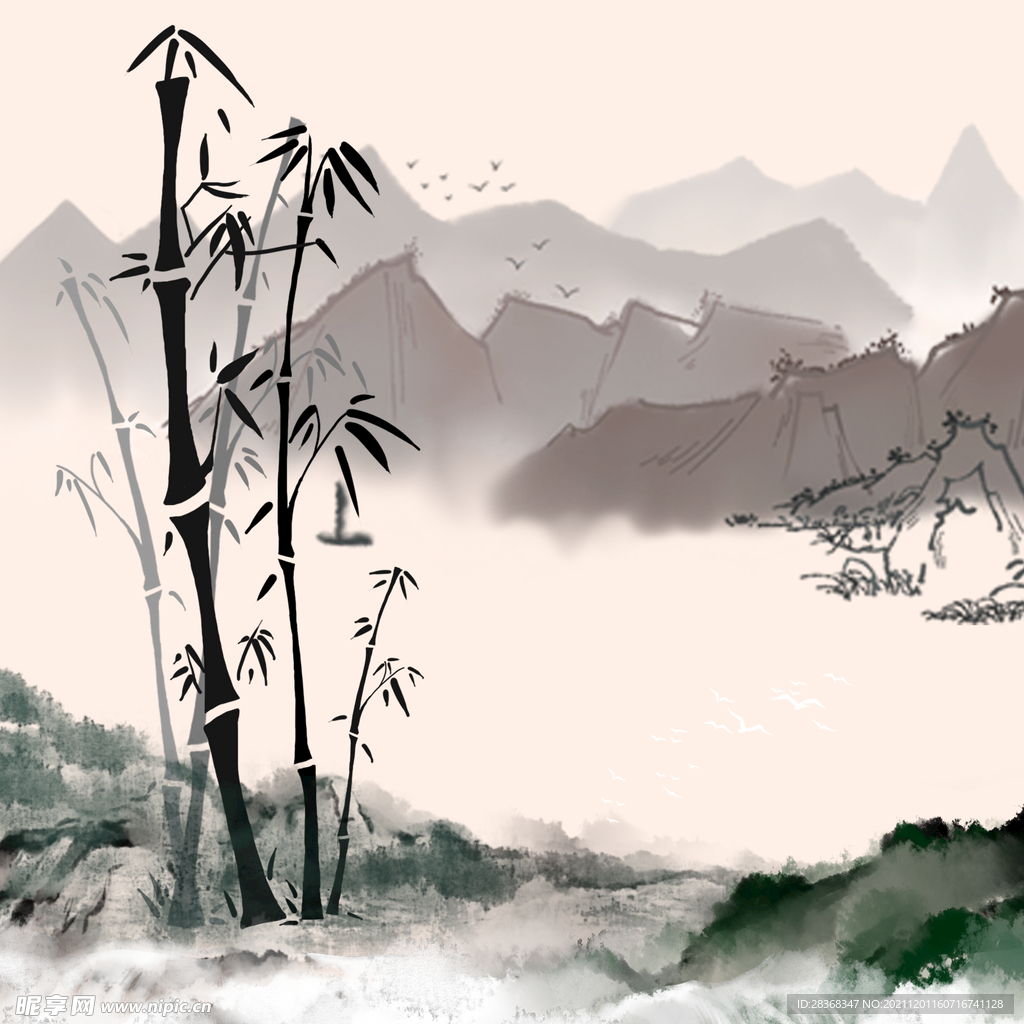 中国风水墨山水素材 