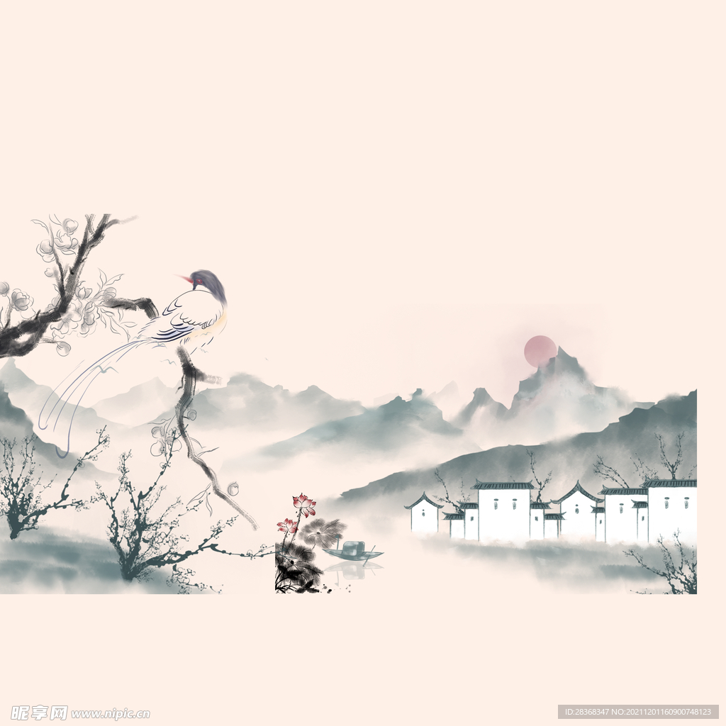 中国风水墨山水素材