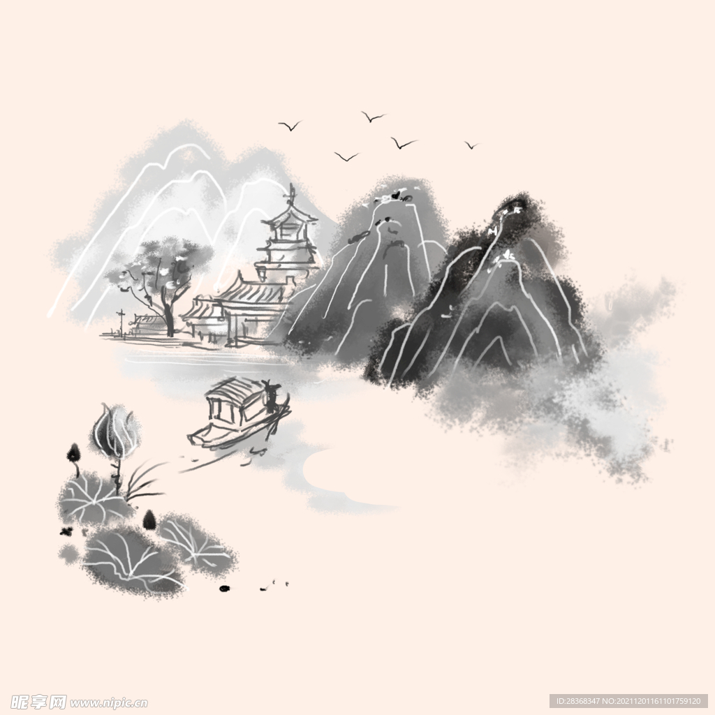 中国风水墨山水素材