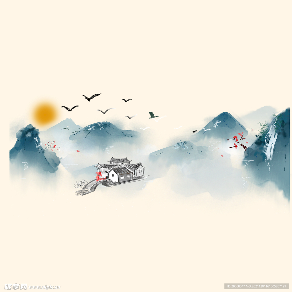 中国风水墨山水素材 