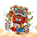 新年狮子插画