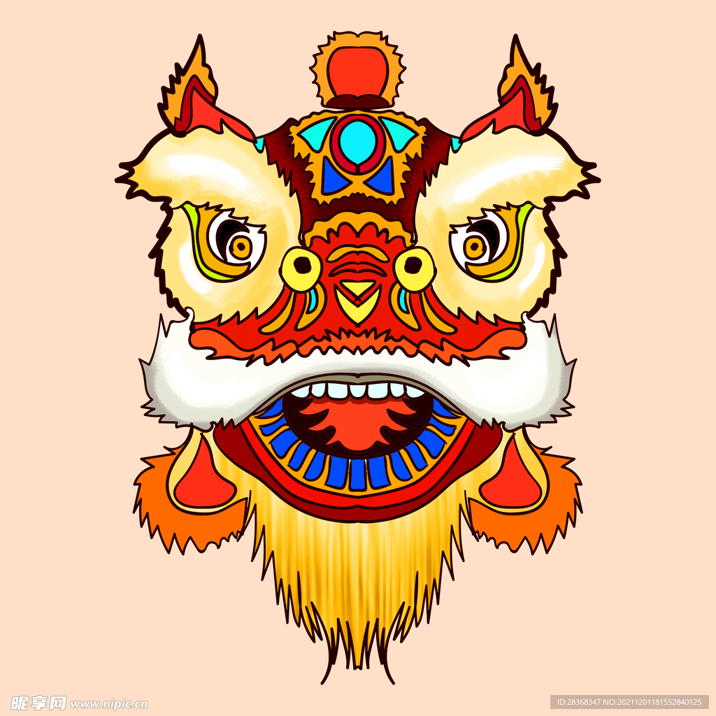 新年狮子插画