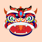 新年狮子插画