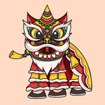 新年狮子插画 