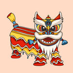 新年狮子插画