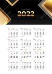 平面 2022 日历模板矢量