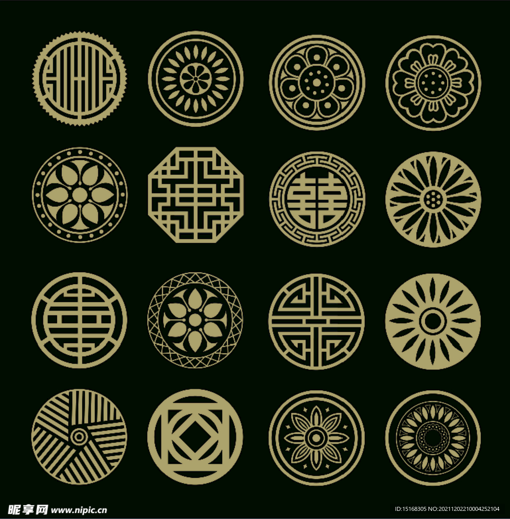 金色古典图案装饰花纹