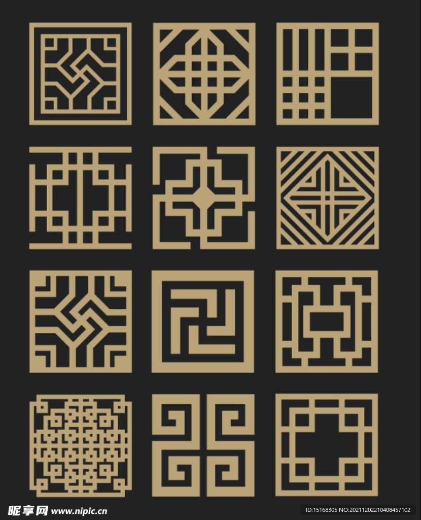 金色古典图案装饰花纹
