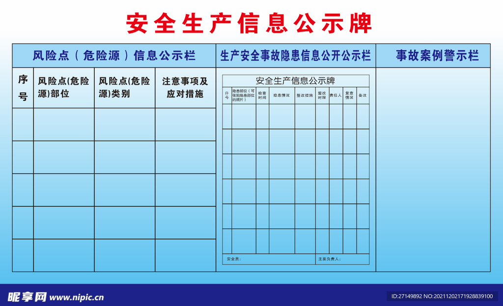 安全生产信息公示牌