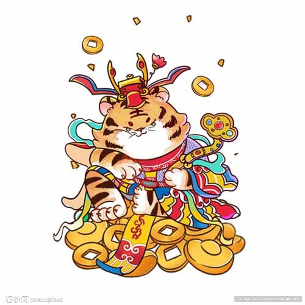 国潮虎年图案插画