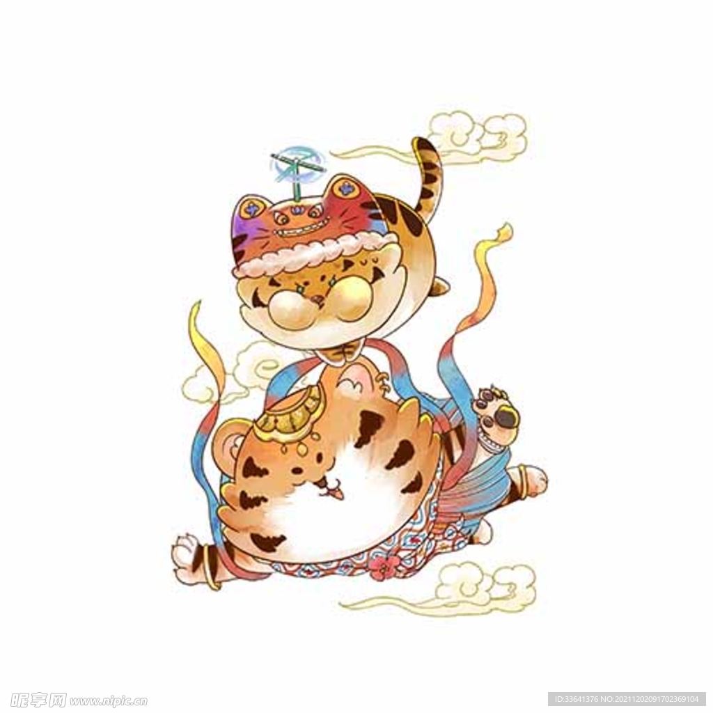 国潮虎年图案插画