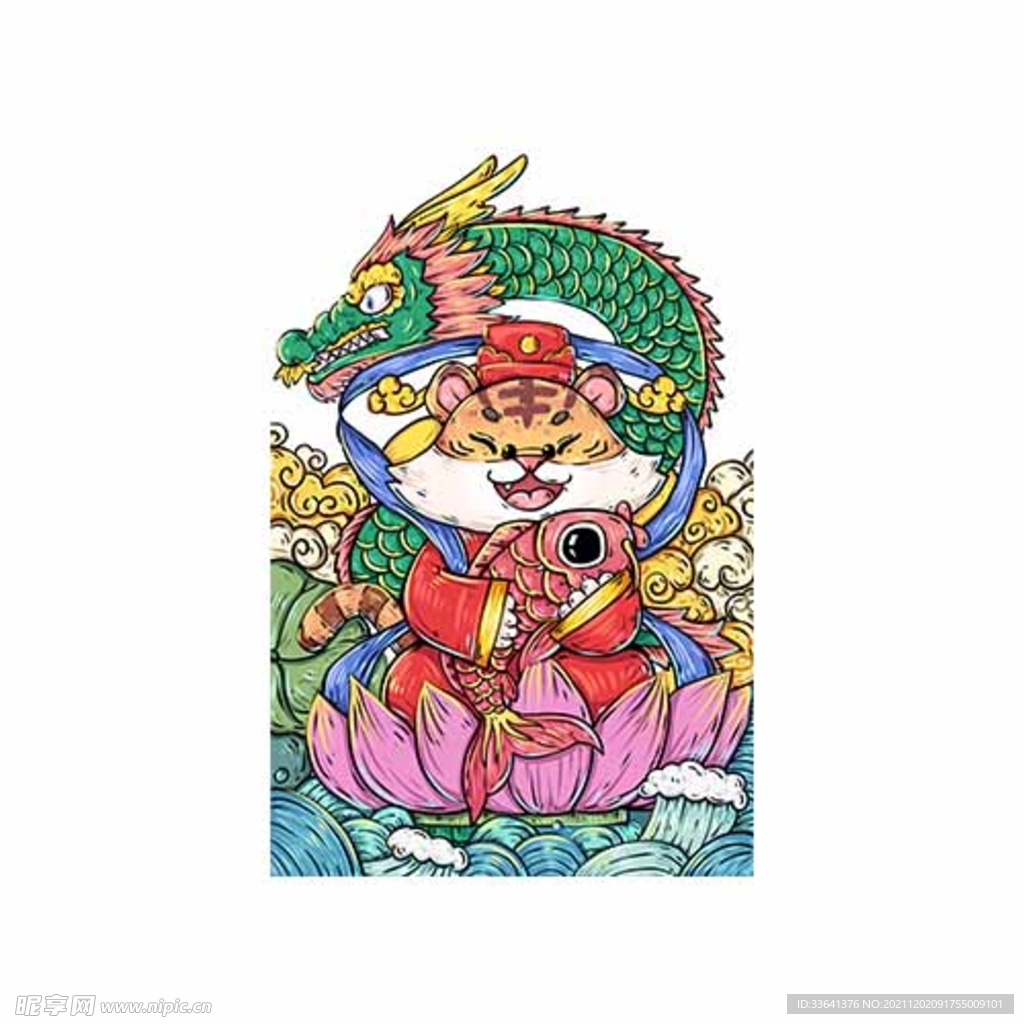 国潮虎年图案插画