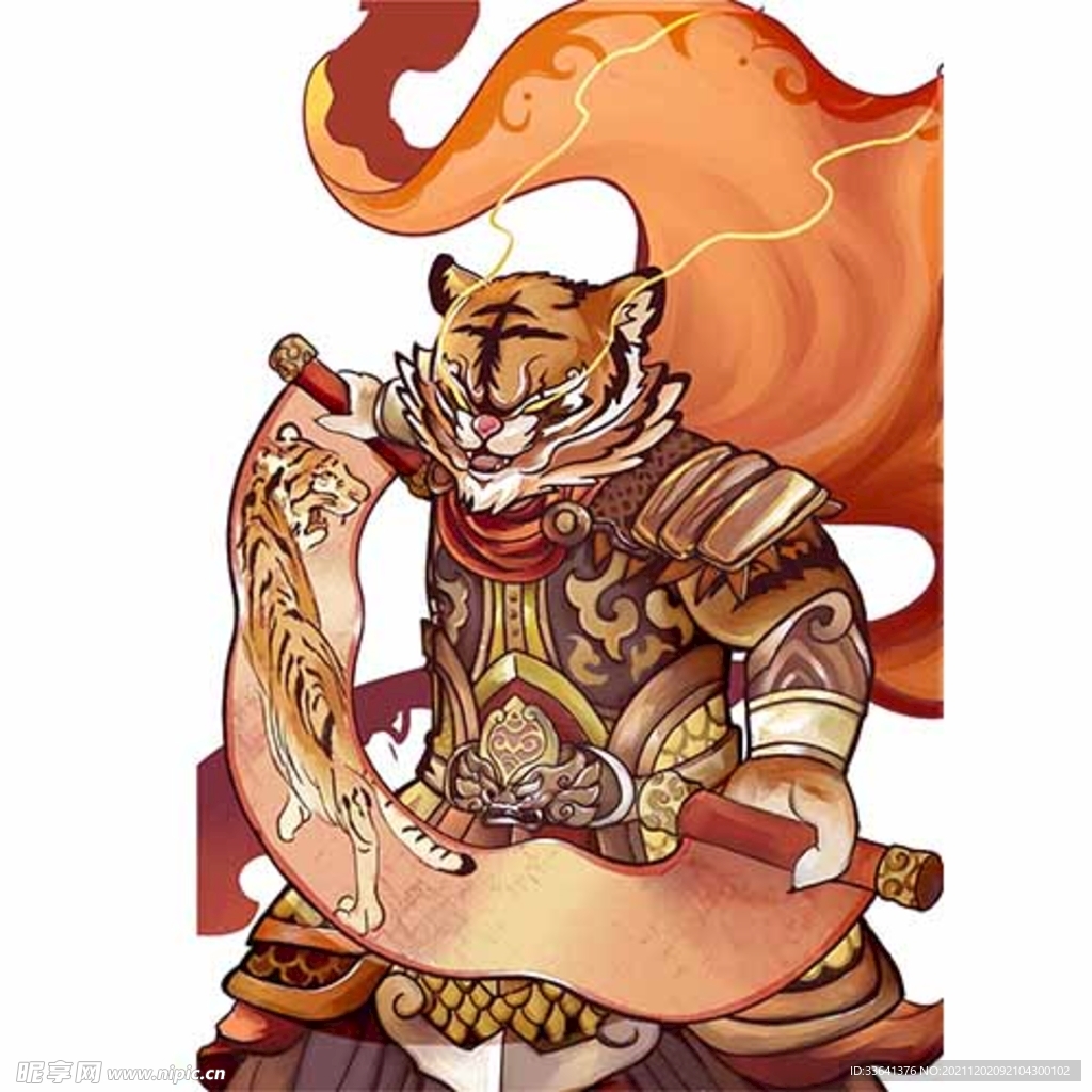 国潮虎年图案插画