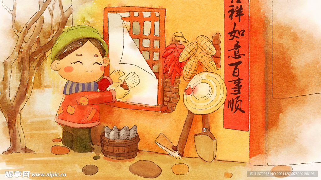 新春年货节插画图片