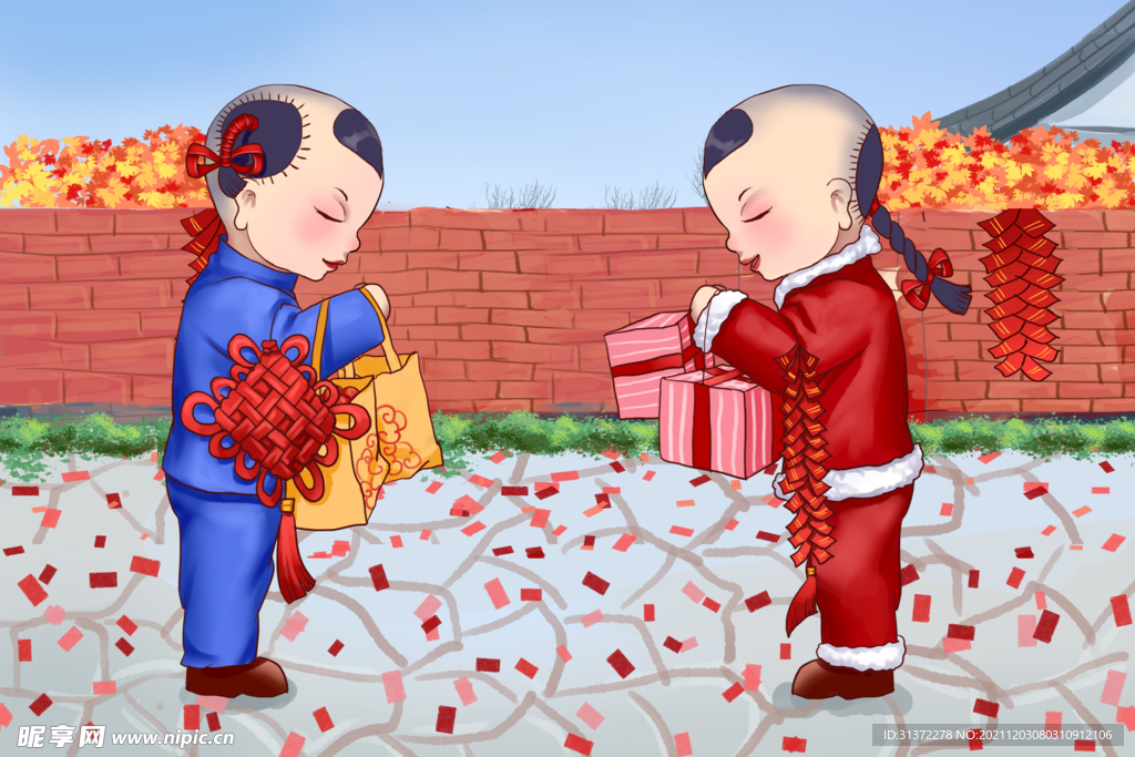 新春年货节插画图片