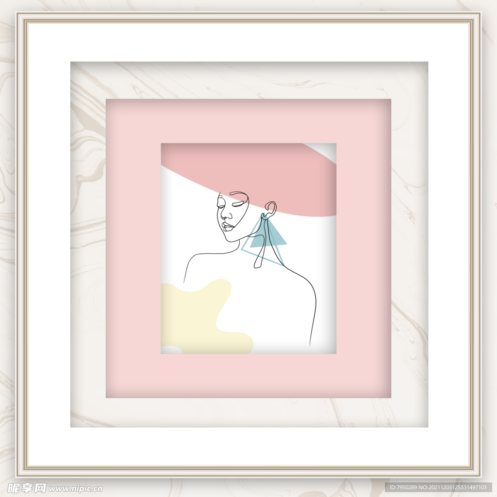 手绘抽象人物装饰画 