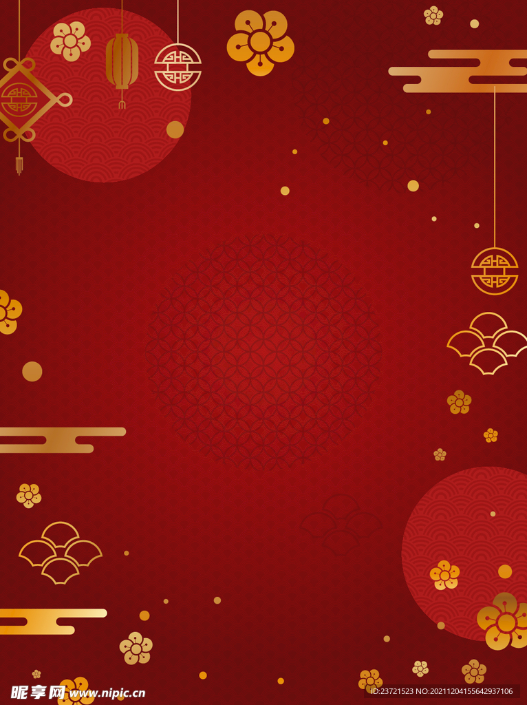 红色春节新年中式中国风装饰图案