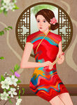 旗袍美女插画