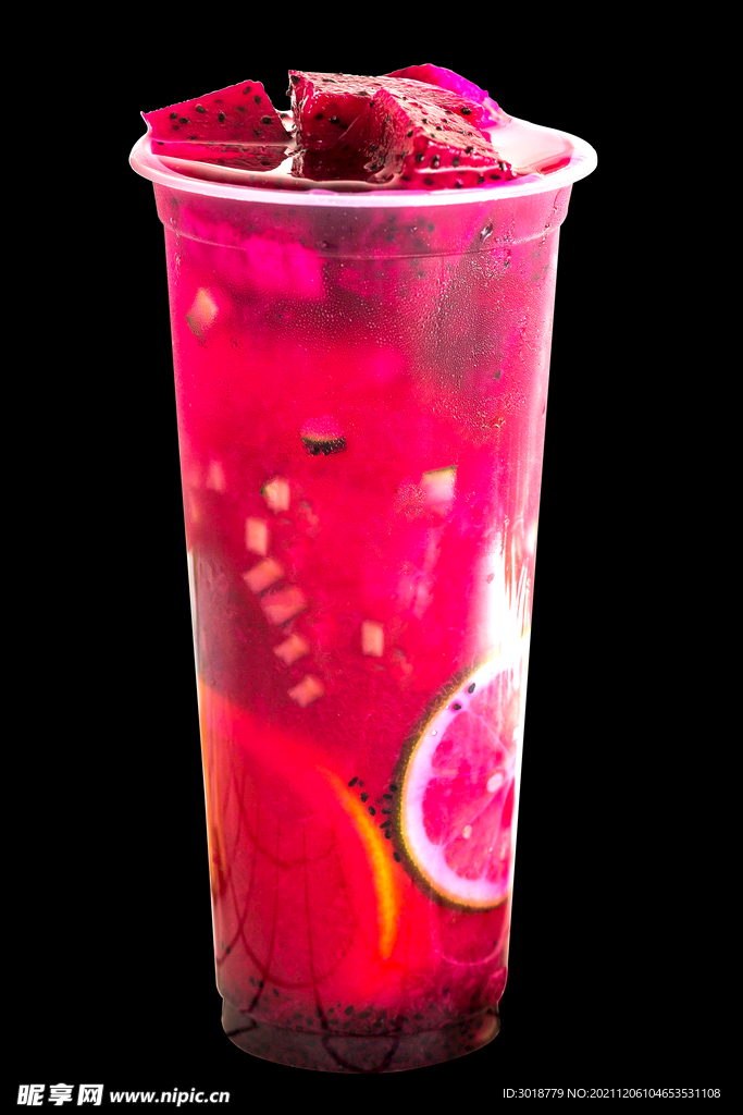 青柠黄瓜火龙果水果茶
