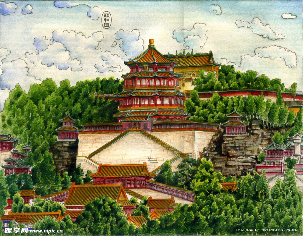 颐和园水彩画